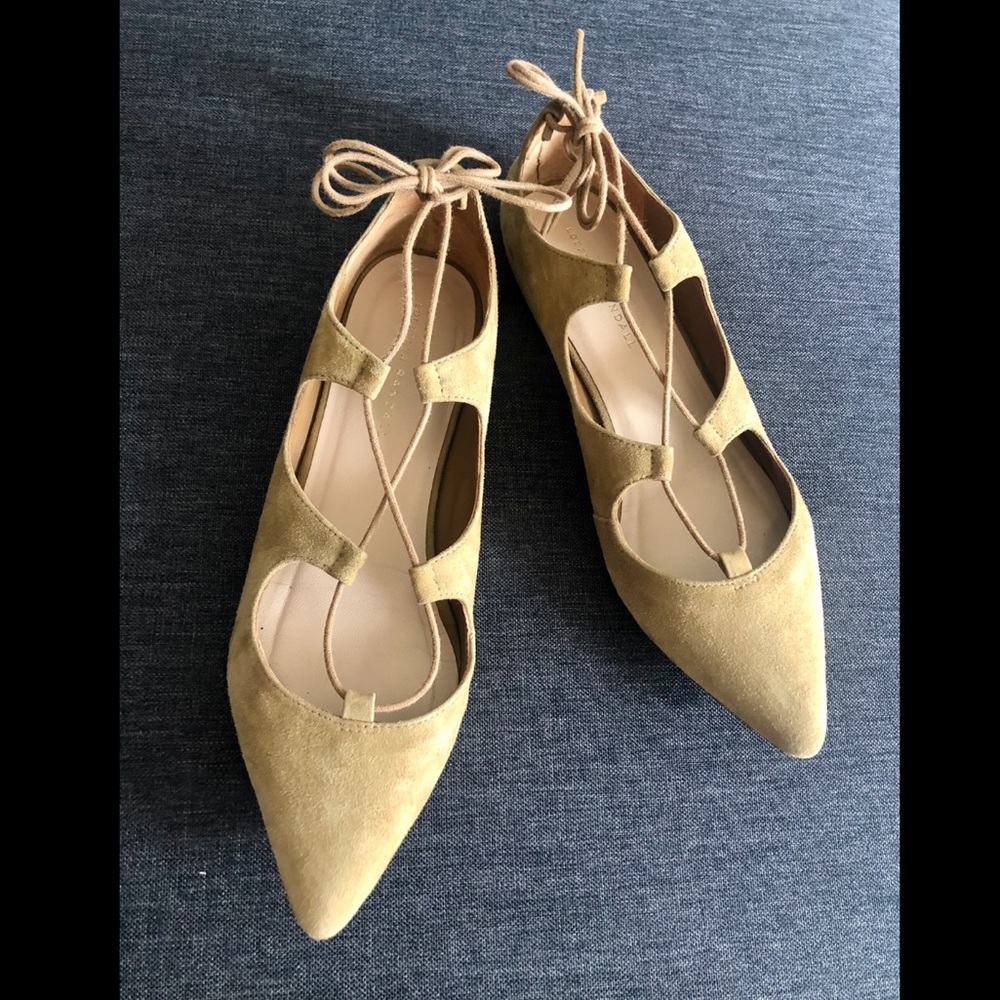 Loeffler Randall Pointy Toe Lace Up Flats